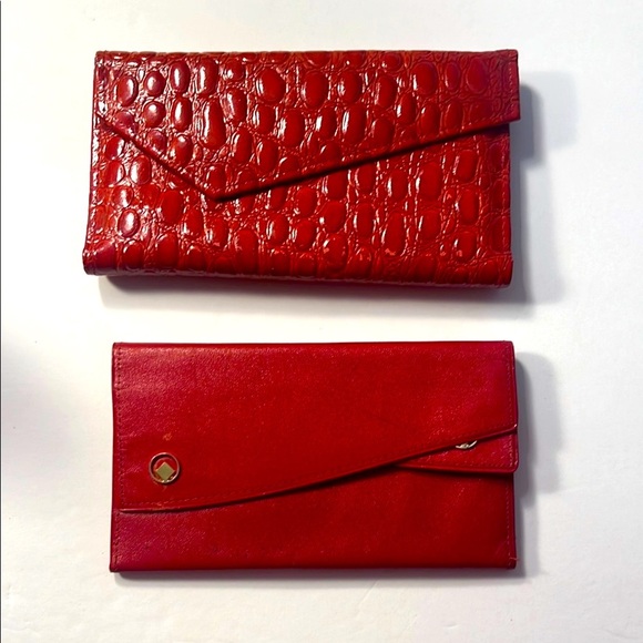UC Red Wallet Set Vintage Elegant Red Crocodile Embossed - Picture 1 of 5